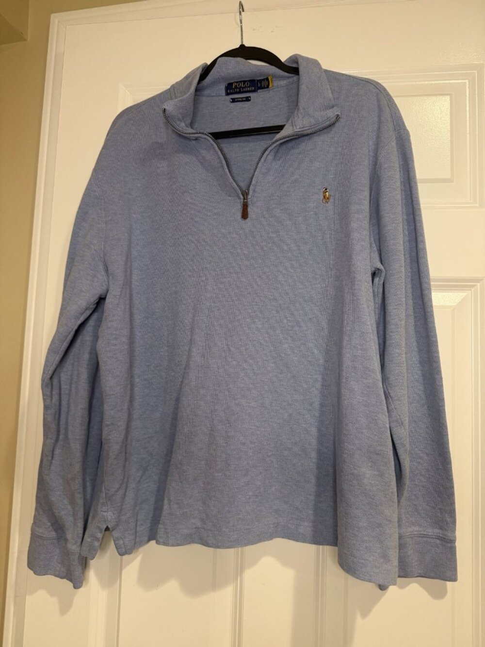 Polo Ralph Lauren Estate Rib Quarter-Zip Pullover Light Blue Men's L